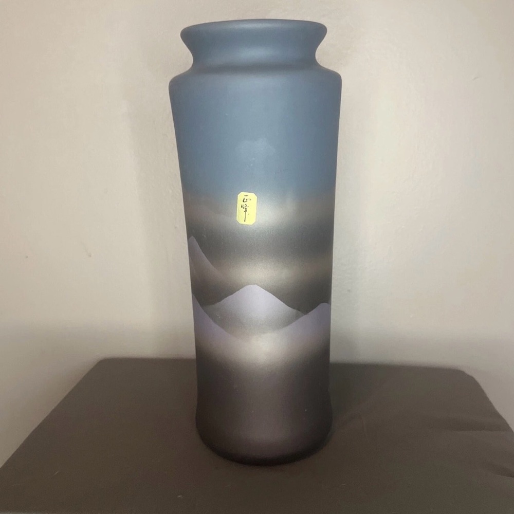 VINTAGE hand painted 1980'S OTAGIRI Porcelain Vase Mountain Range Scene 11” inch